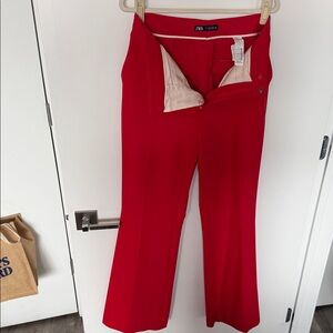 Zara Women's Bold Red Wide Leg Pants